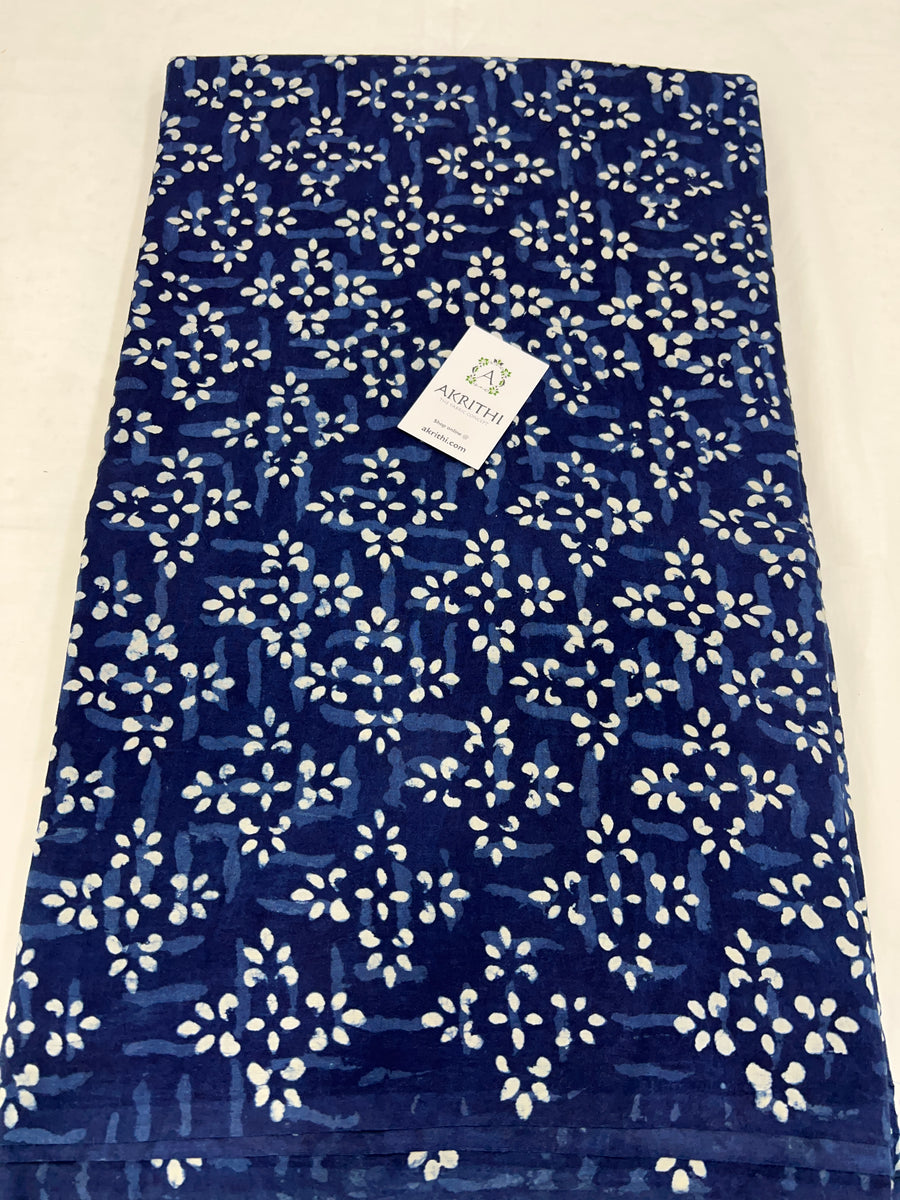 Indigo hand block pure cotton fabric