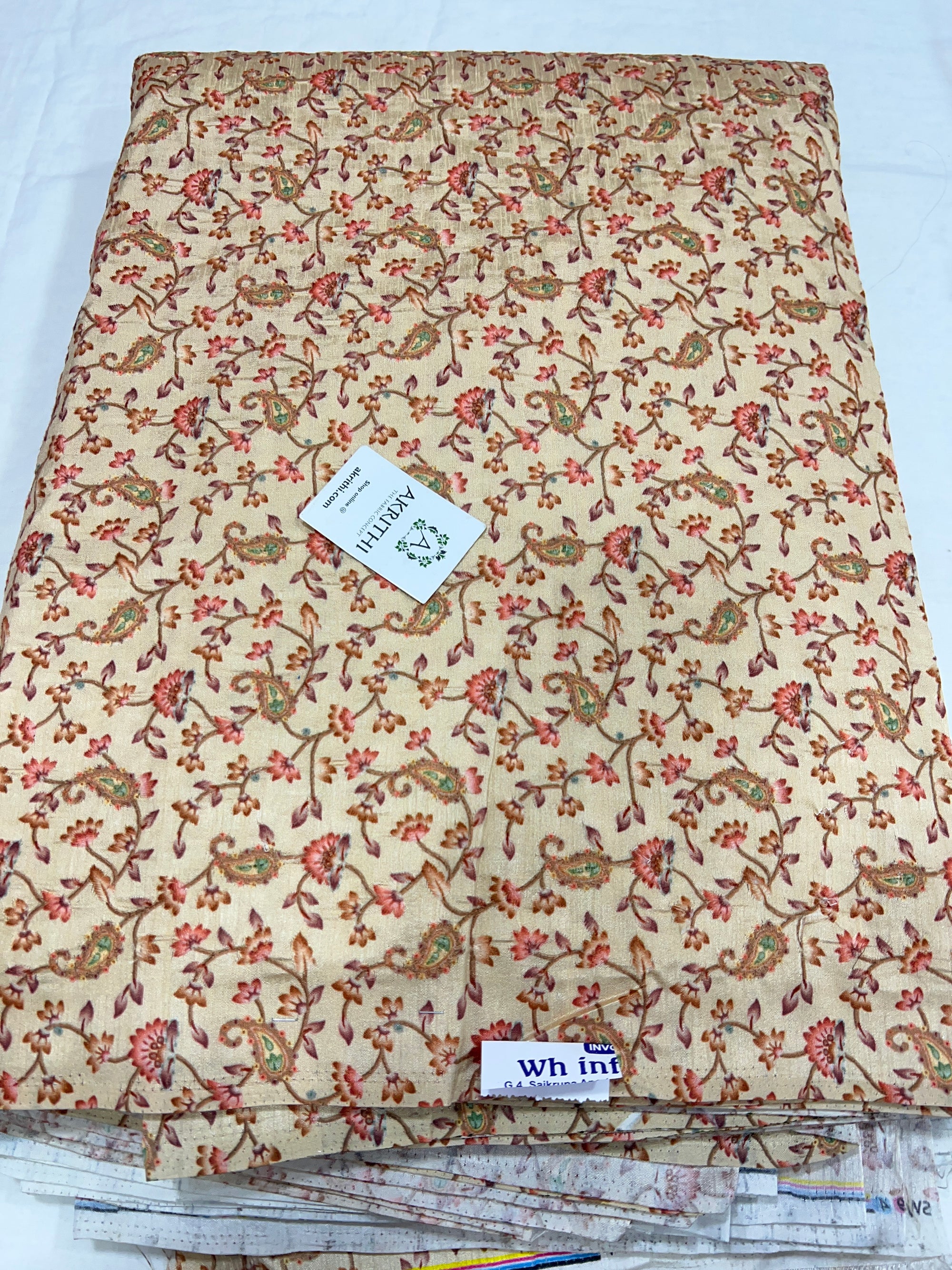 Embroidered silk fabric