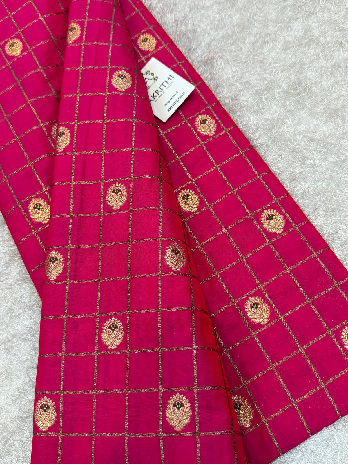 Pure Banarasi brocade checks meena Butti fabric