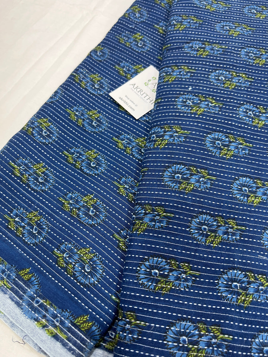 Printed Kantha pure cotton fabric