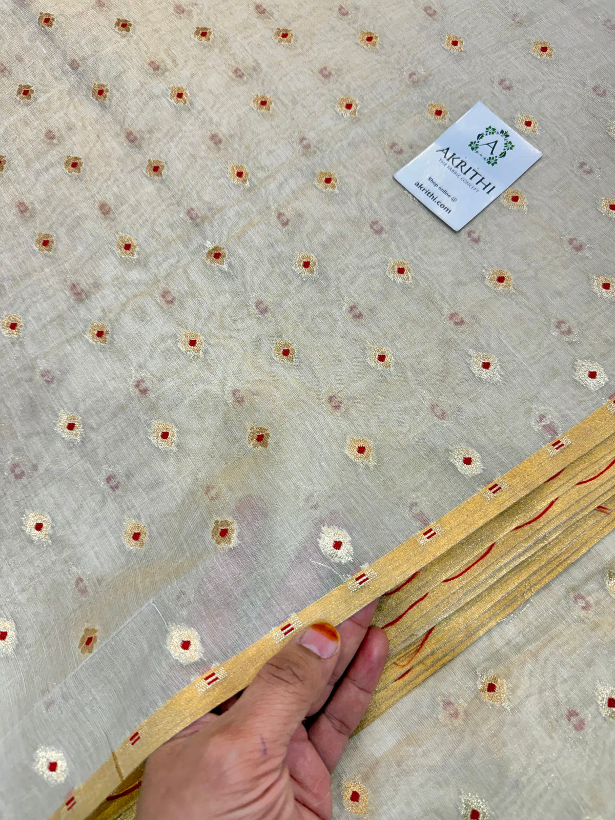 Dyeable banarasi Pure silk chanderi tissue meena butti fabric