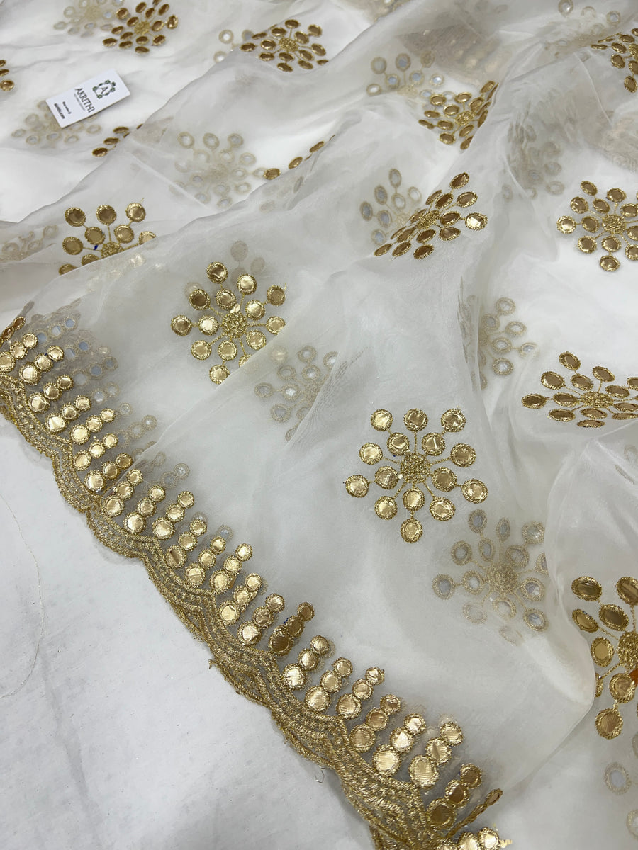 Dyeable Embroidered organza dupatta