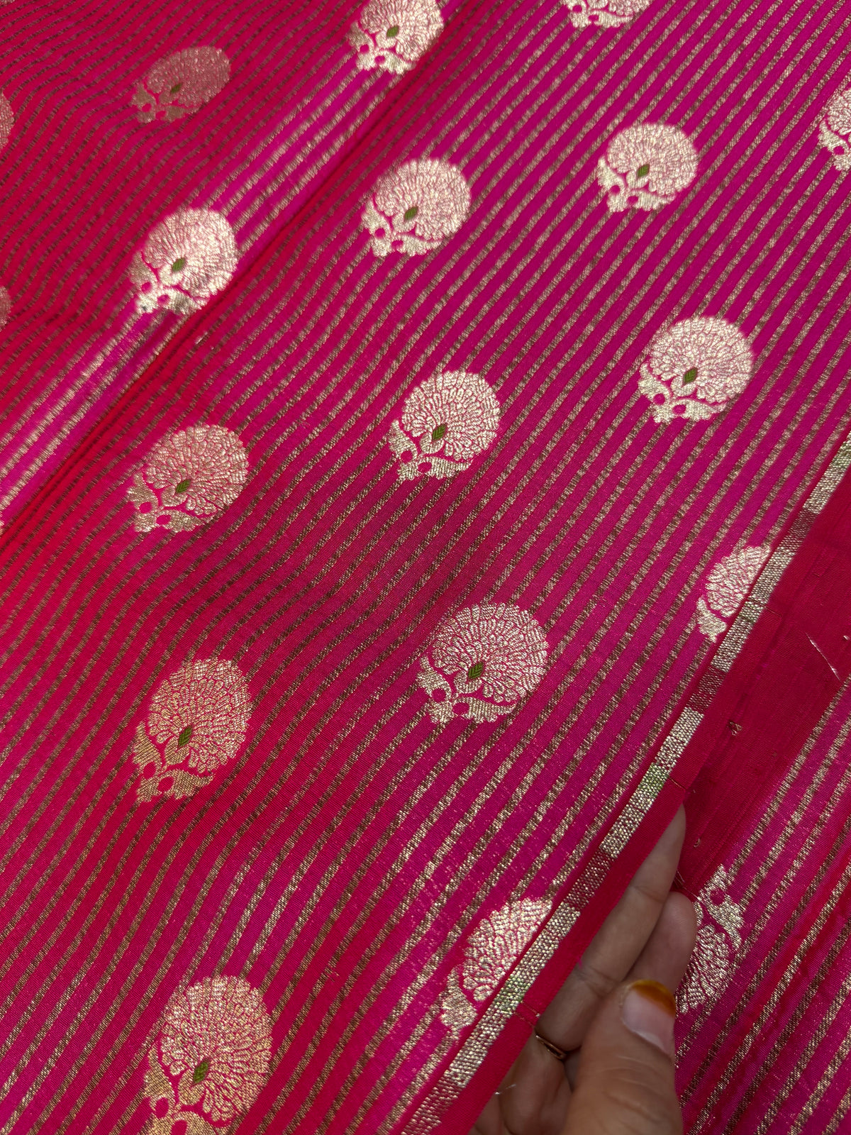 Pure Banarasi brocade with meena butti antique zari fabric