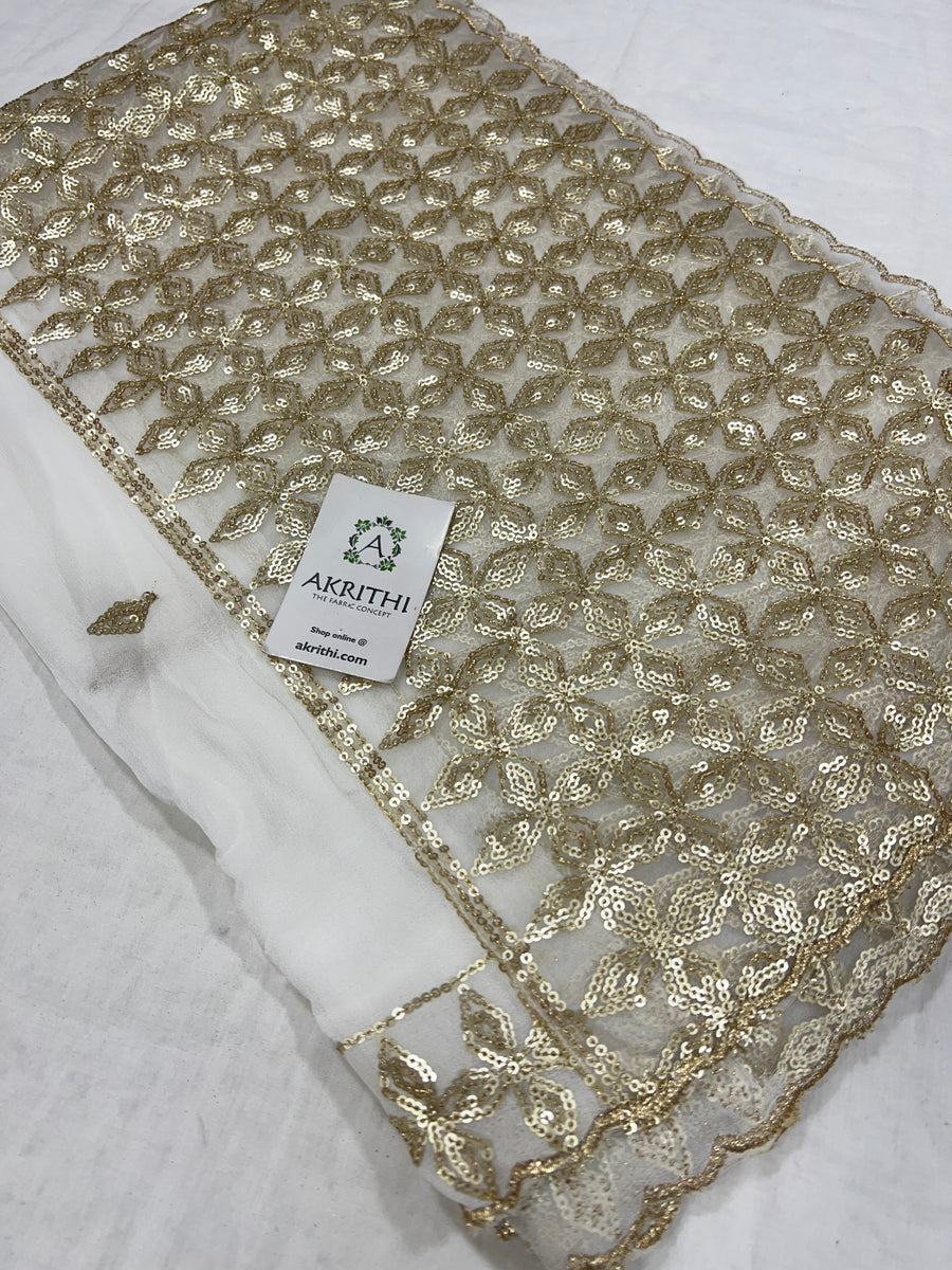 Dyeable Embroidered Georgette dupatta
