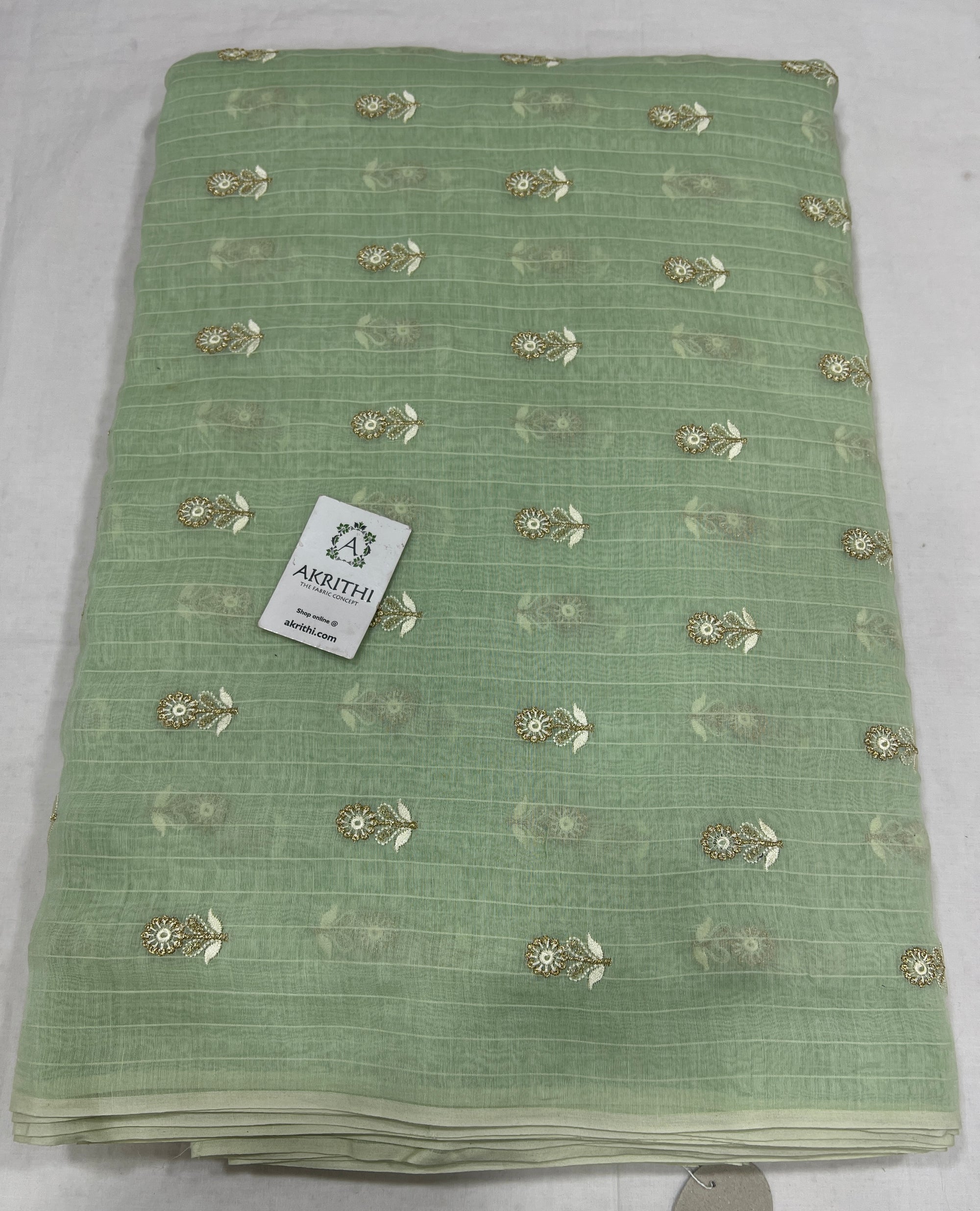 HANDLOOM MUL CHANDERI EMBROIDERED FABRIC