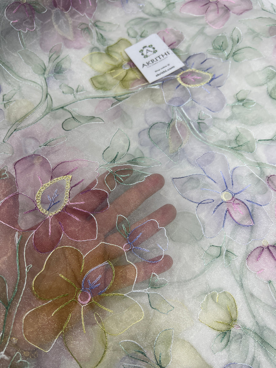 Embroidered organza fabric