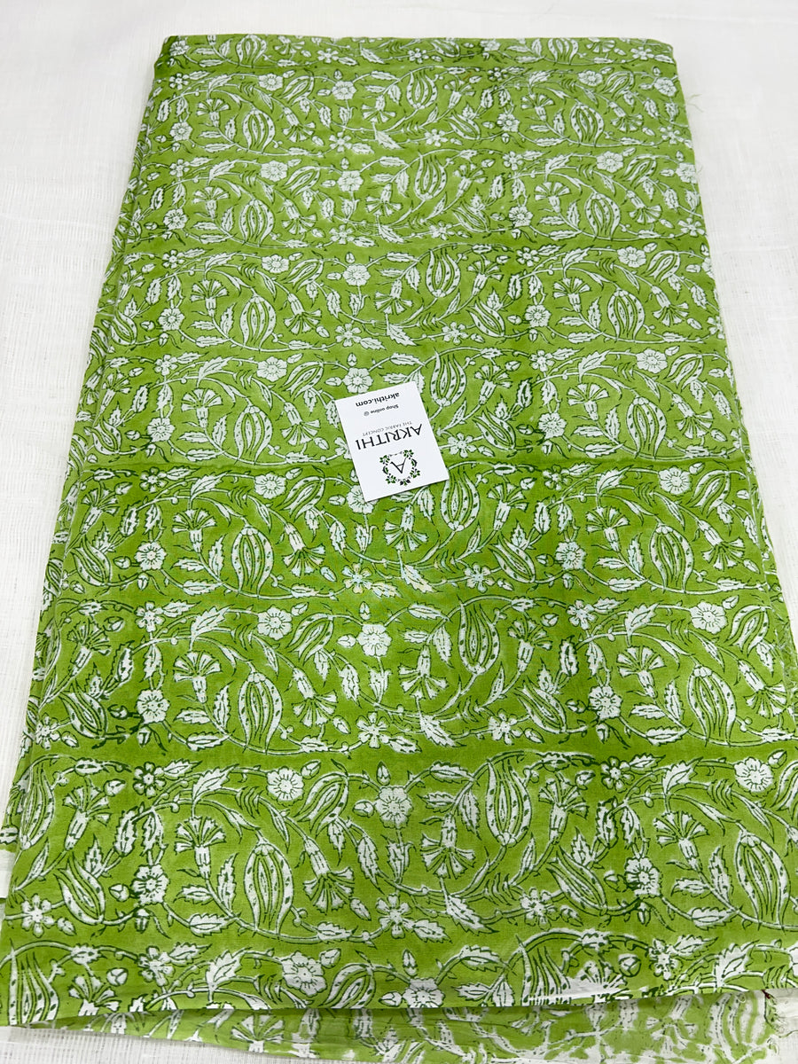 Hand block Printed pure mul cotton fabric