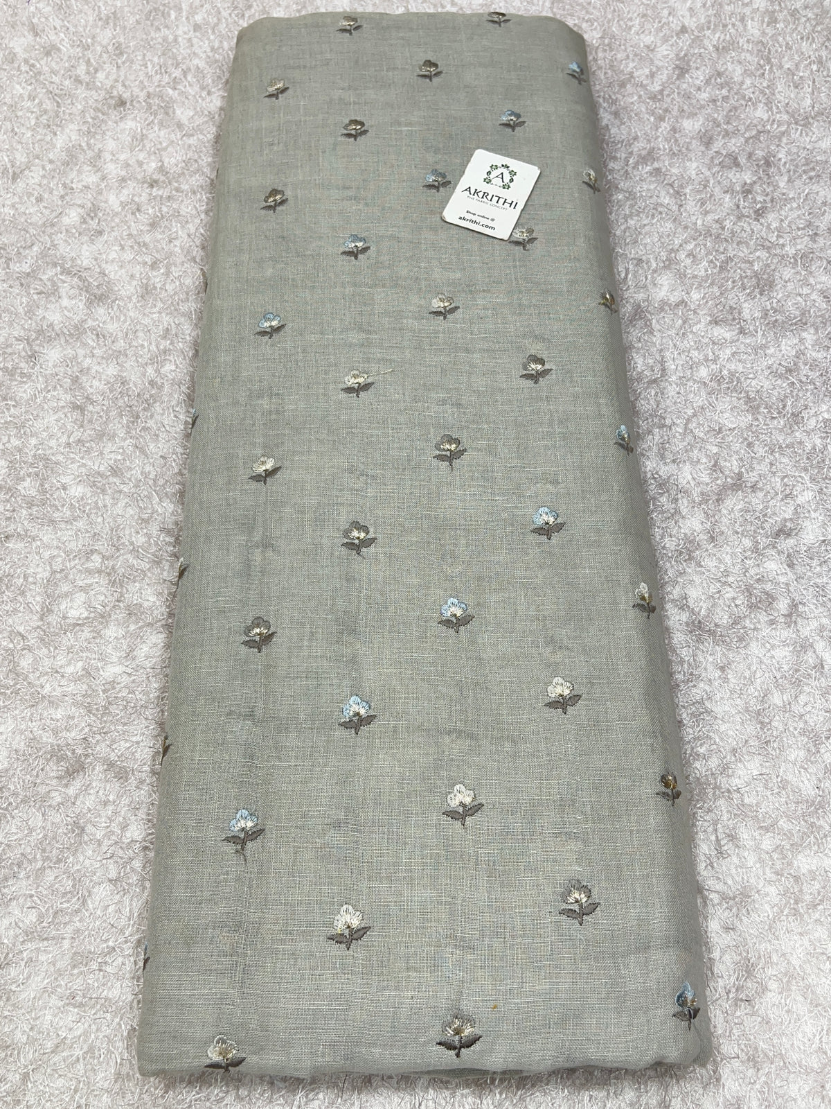 Embroidered pure linen fabric