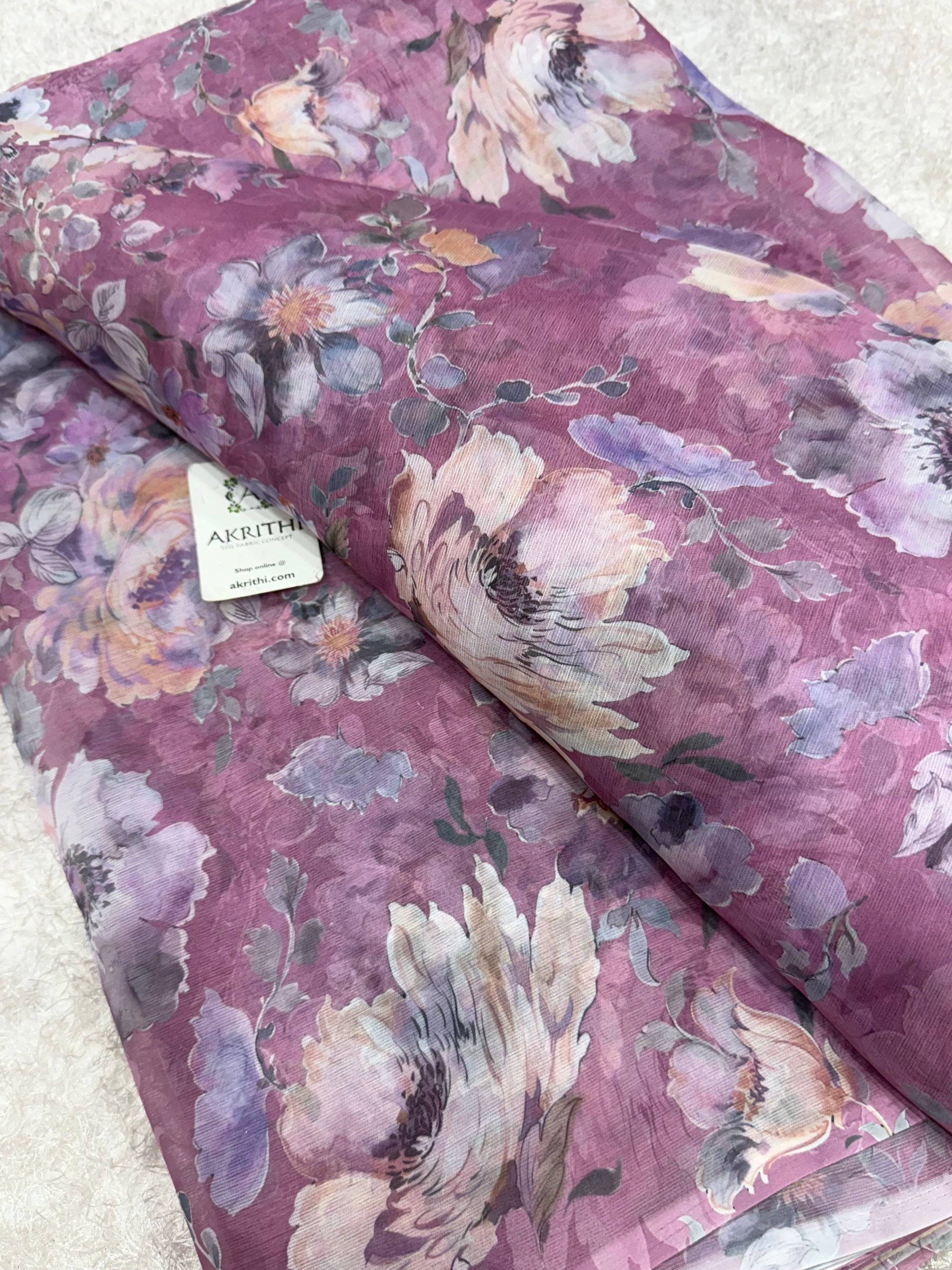 Digital floral printed chiffon fabric