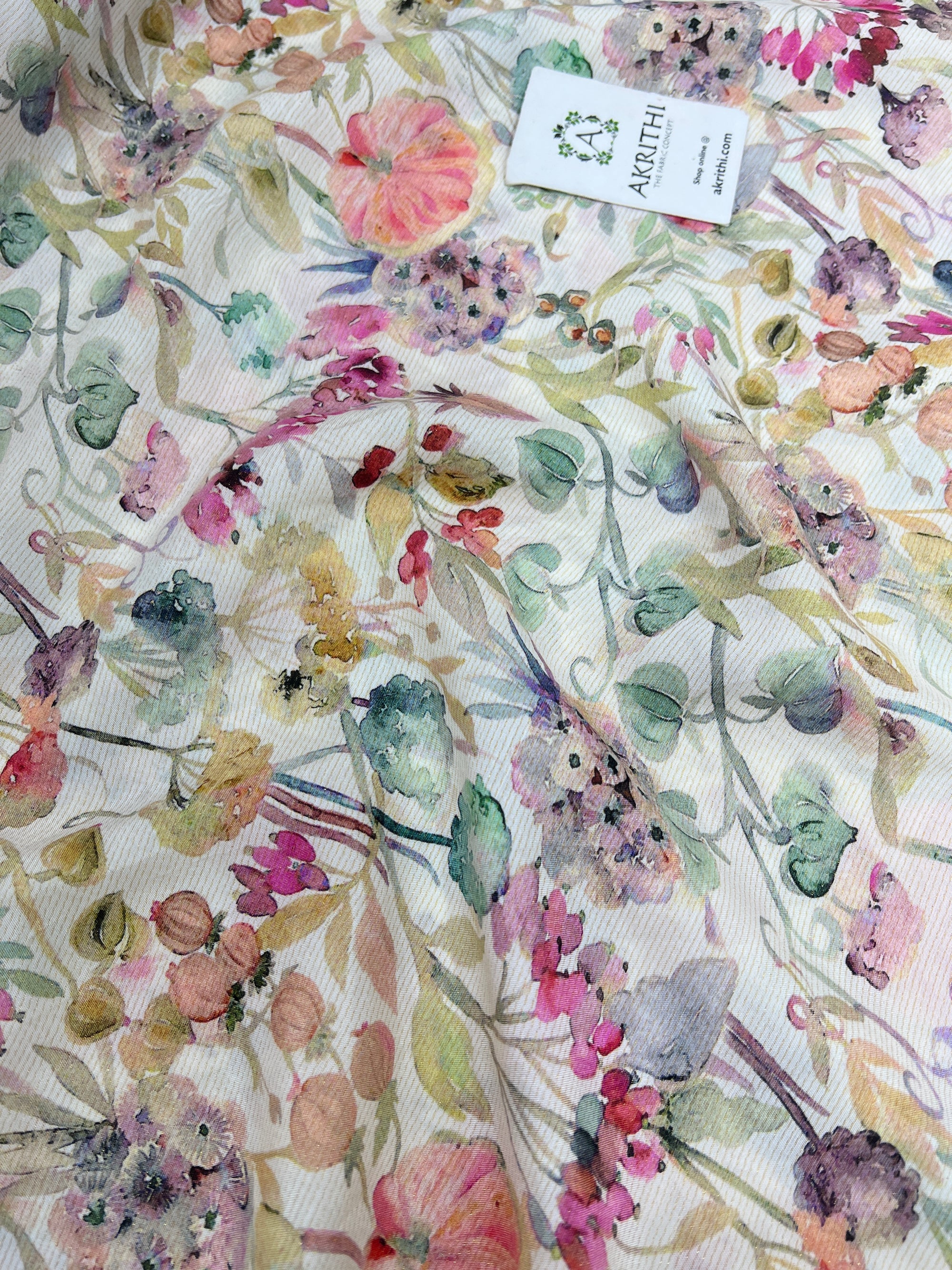 Printed pure lurex muslin fabric