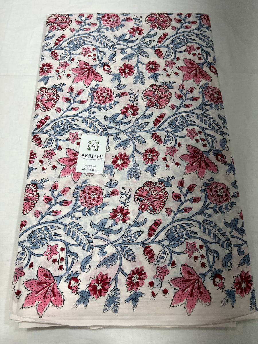 Hand block Printed pure cotton fabric