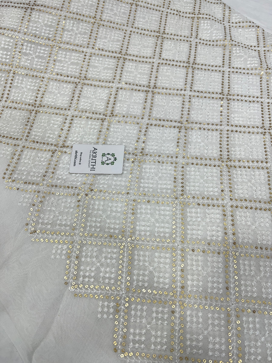 Dyeable Embroidered Georgette fabric