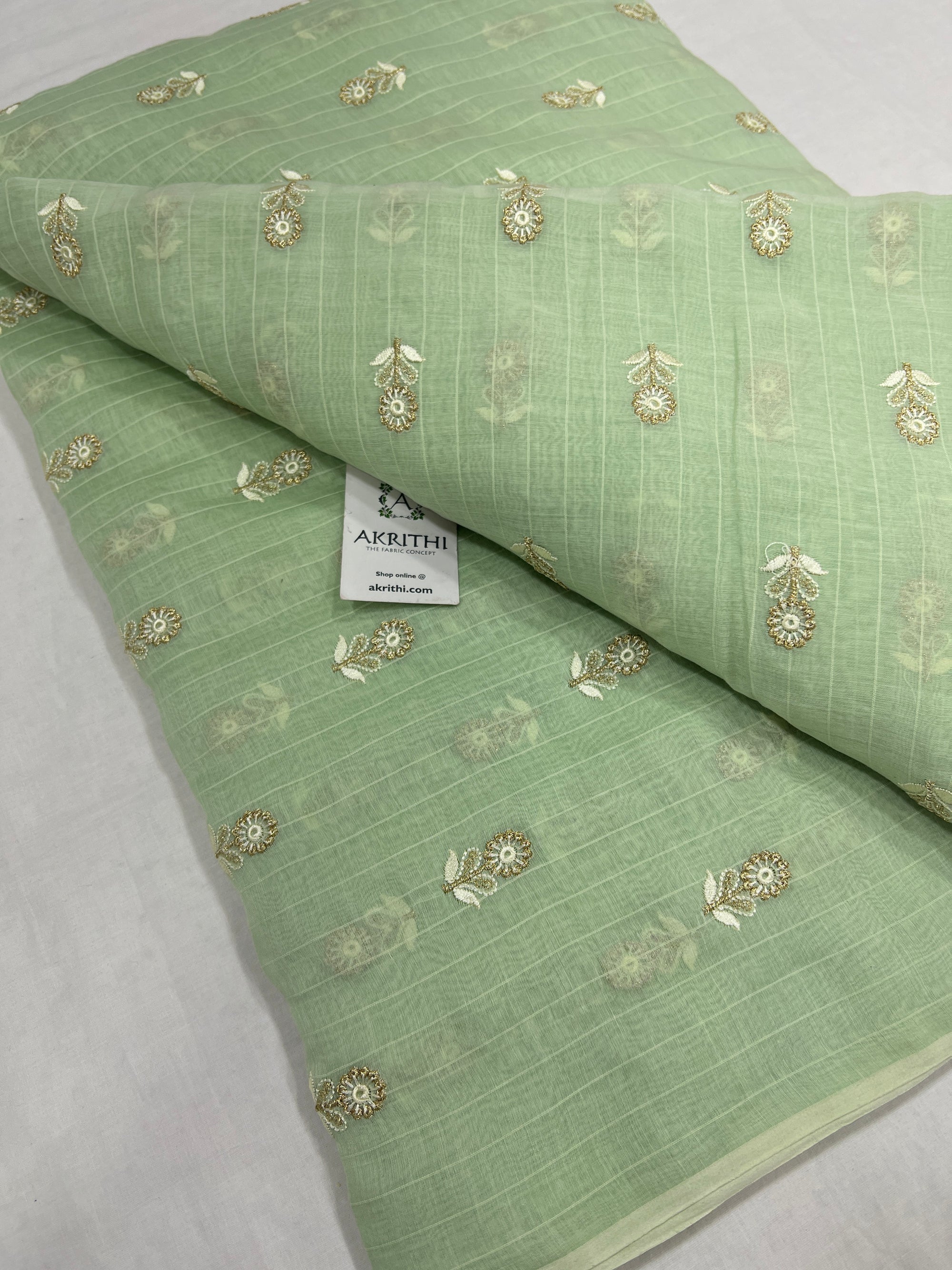 HANDLOOM MUL CHANDERI EMBROIDERED FABRIC