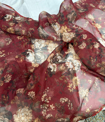 Digital floral Printed organza fabric