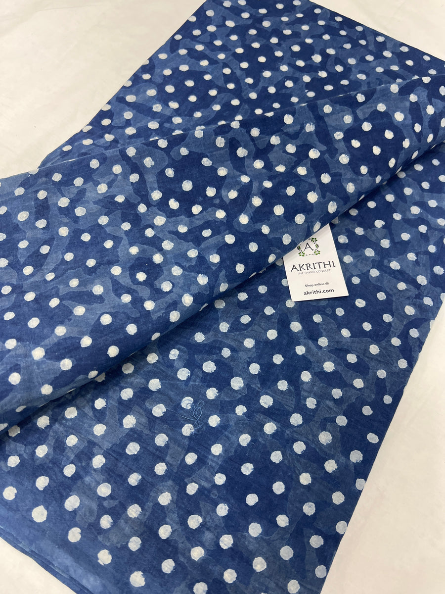 Indigo hand block pure cotton fabric