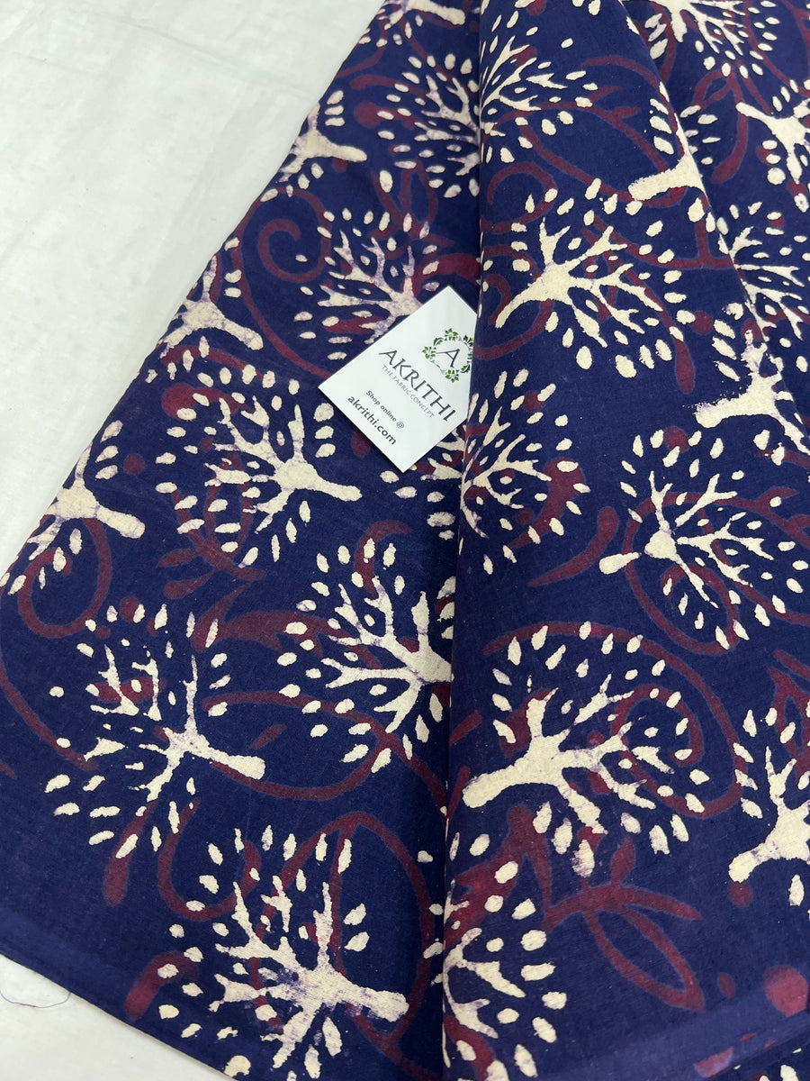 Indigo Printed pure cotton fabric 90 cms cut