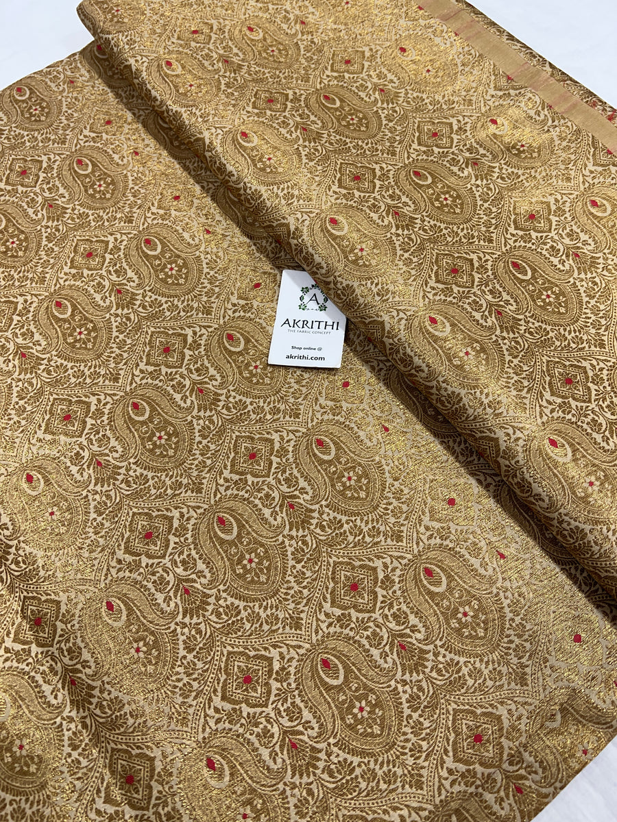 Pure Banarasi brocade fabric 75 cms cut