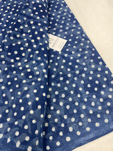 Indigo hand block pure cotton fabric