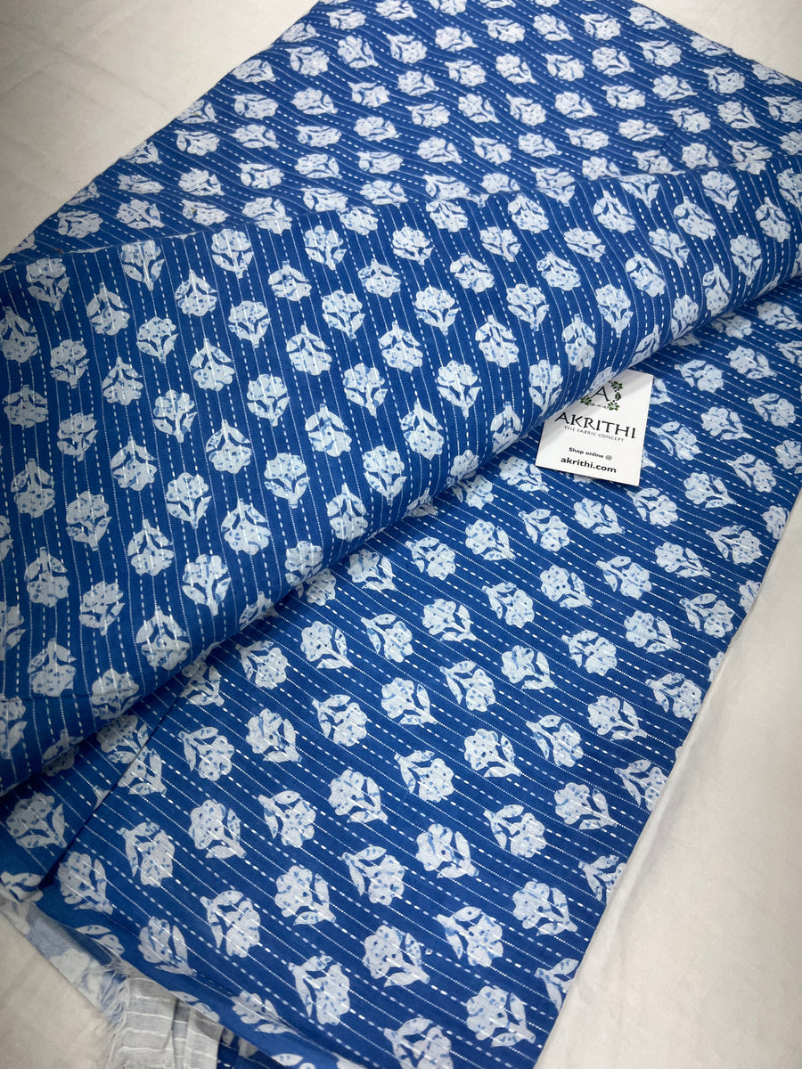 Printed Kantha pure cotton fabric