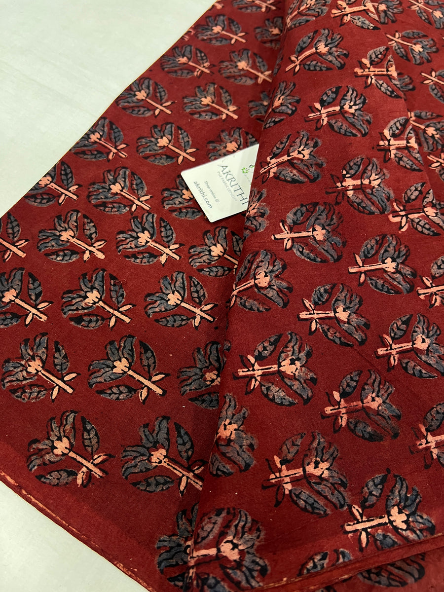 Ajrakh hand block printed pure cotton fabric