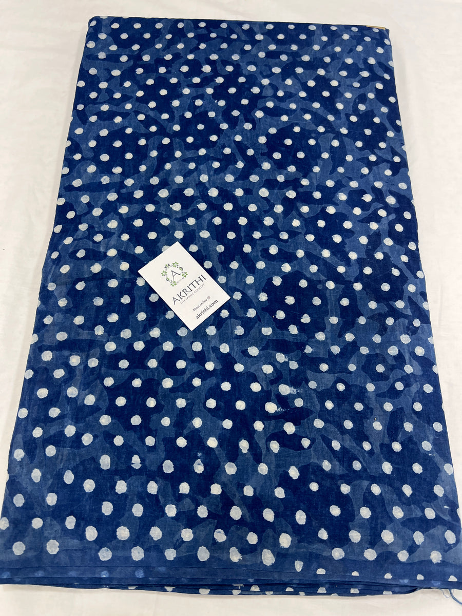 Indigo hand block pure cotton fabric