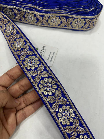 Buy VARNI LACE BORDER 3 inch Broad & 9 Mtr Length Gold Jari Background with  Multicolor Flower Figure Lace for Saree Online at Best Prices in India -  JioMart.