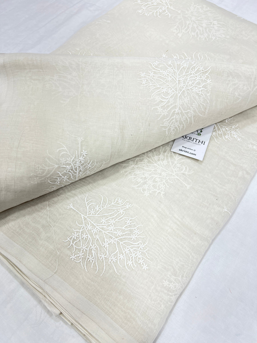 HANDLOOM MUL CHANDERI EMBROIDERED FABRIC