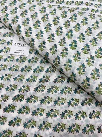 Hand block Printed pure mul cotton fabric