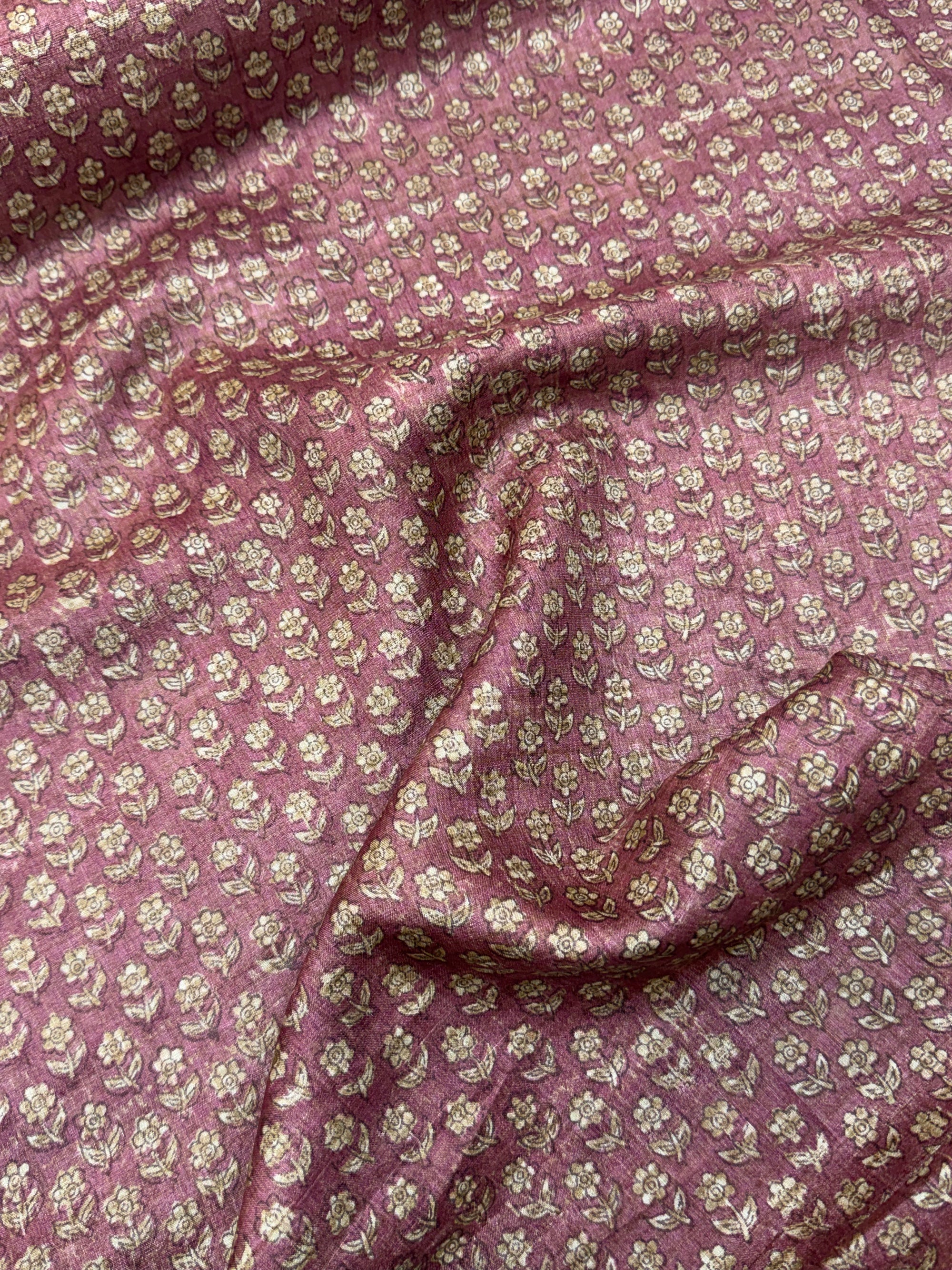 Hand block Printed handloom pure tussar silk fabric