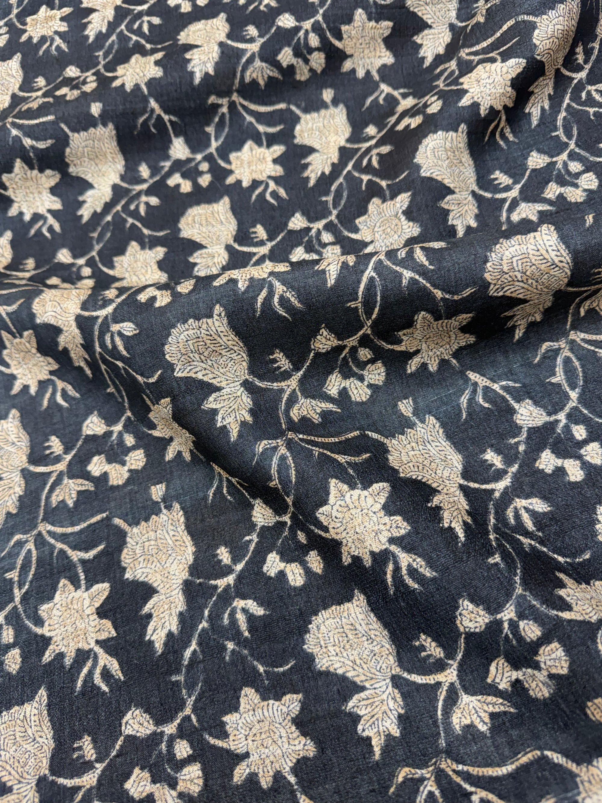 Hand block Printed handloom pure tussar silk fabric