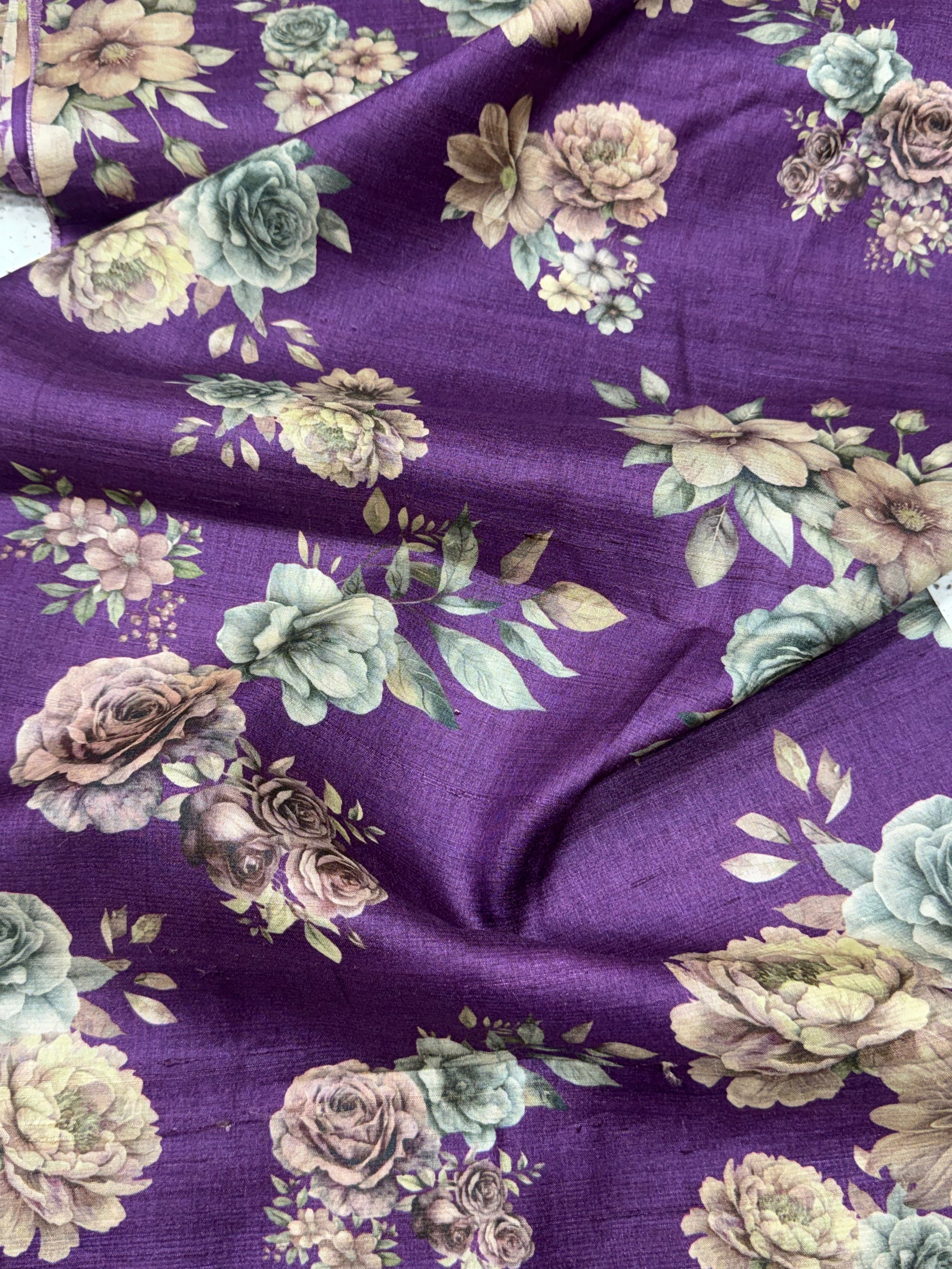 Hand block Printed handloom pure tussar silk fabric