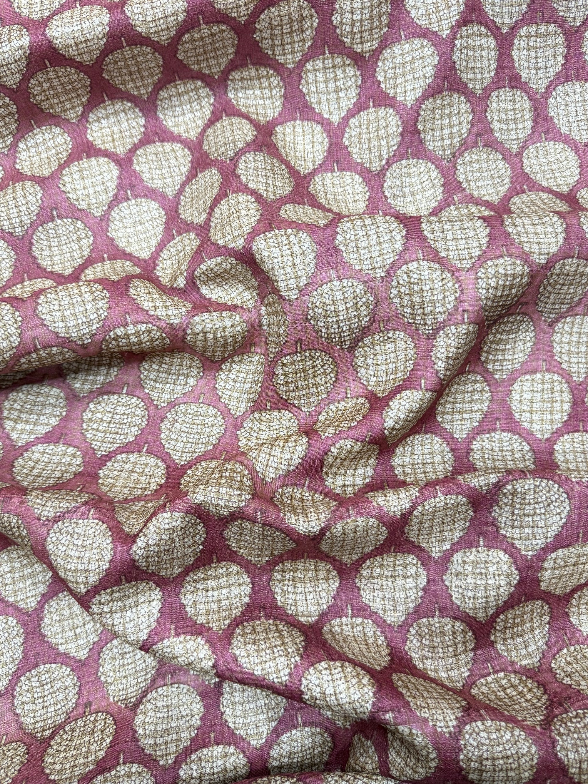 Hand block Printed handloom pure tussar silk fabric