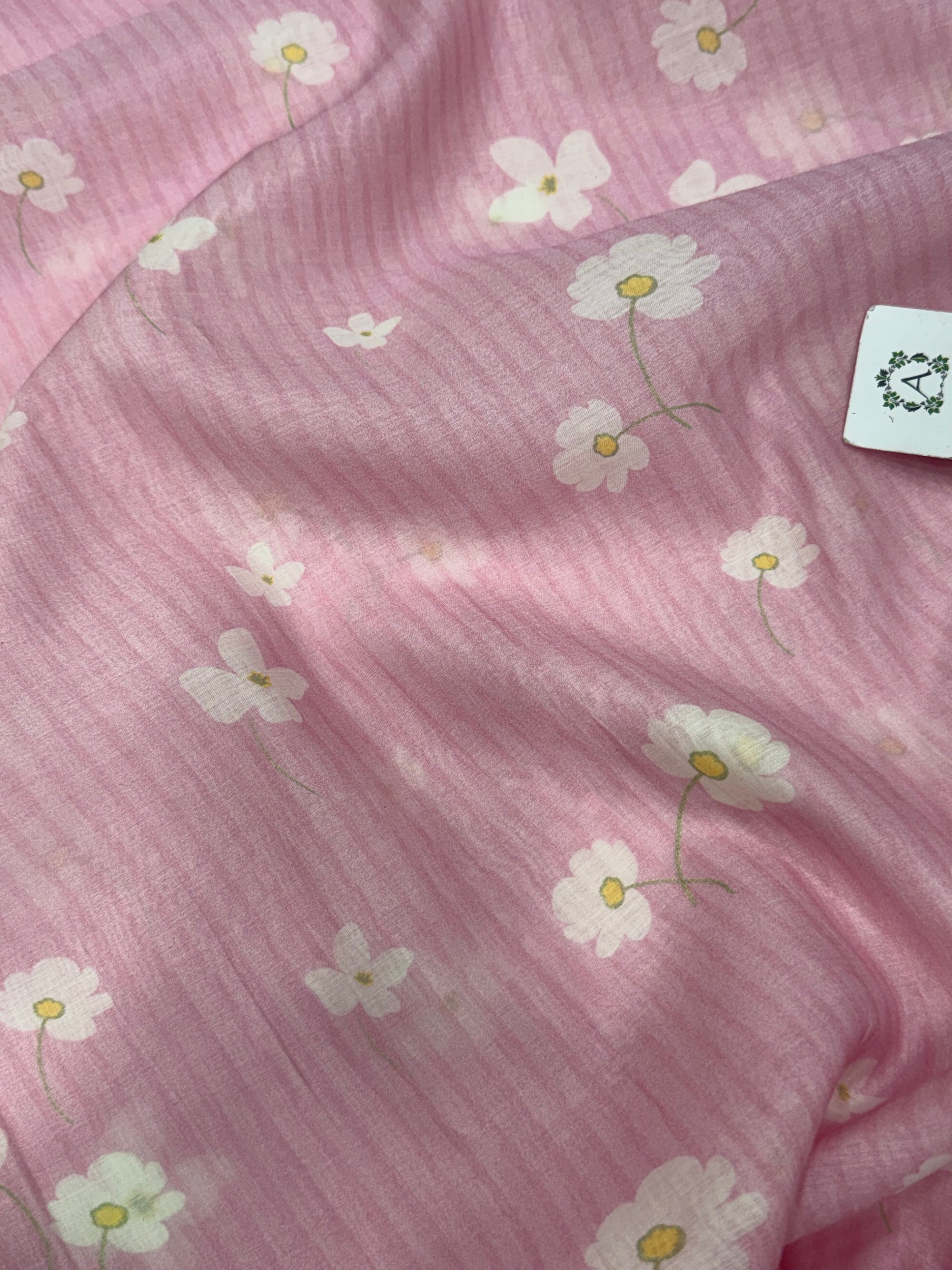 Floral Printed Pure mul chanderi fabric
