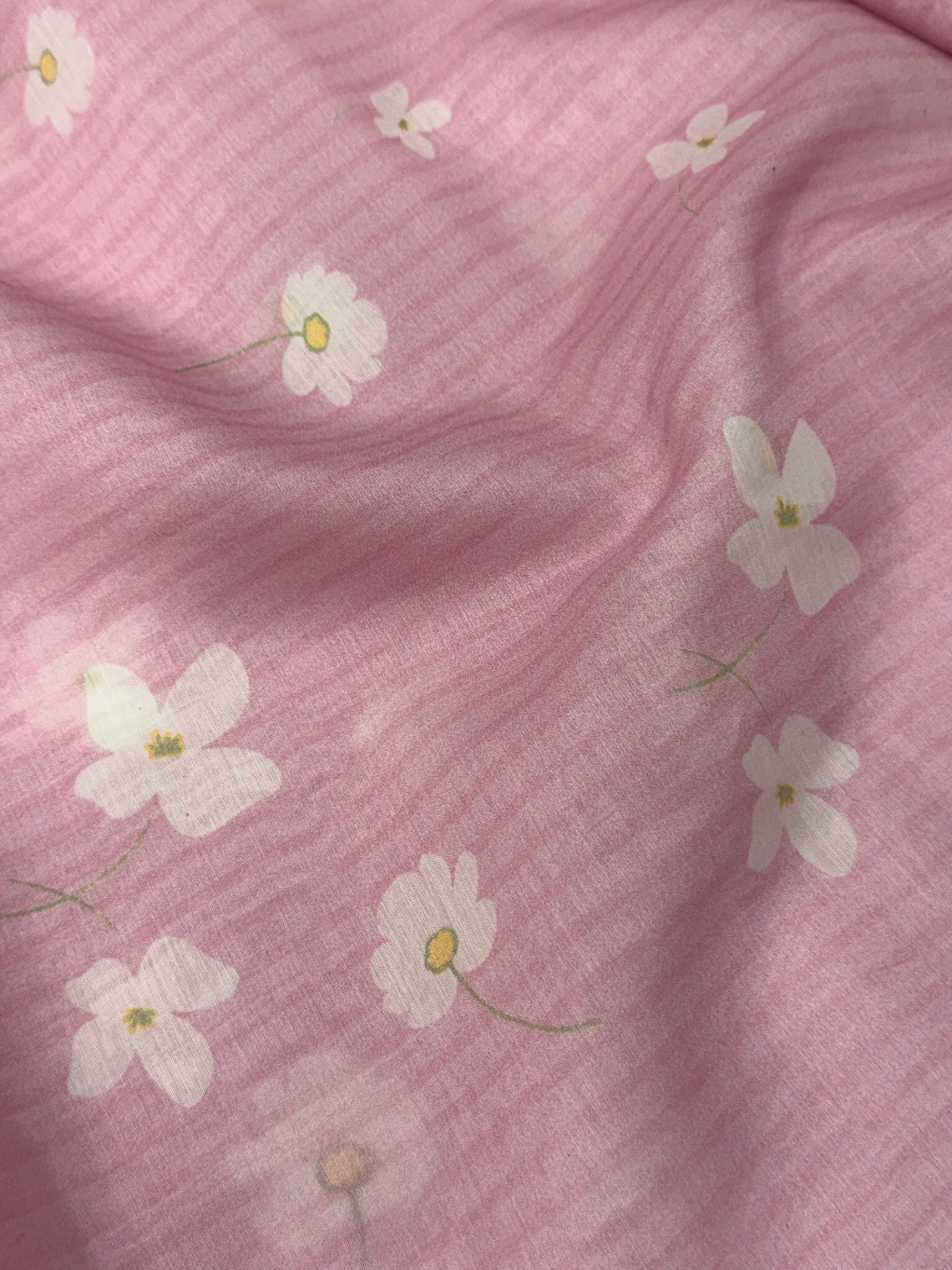 Floral Printed Pure mul chanderi fabric