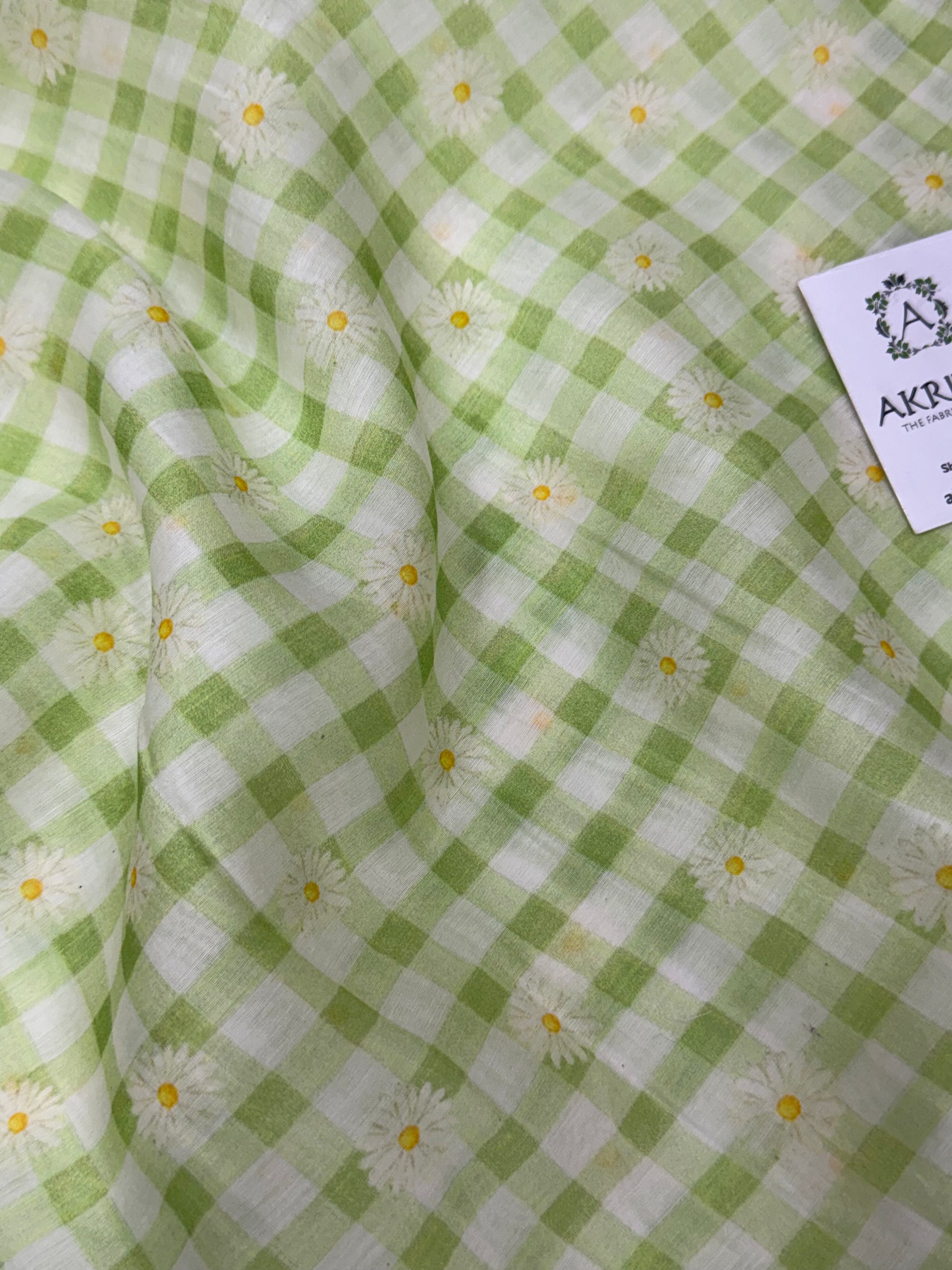 Floral Printed Pure mul chanderi fabric