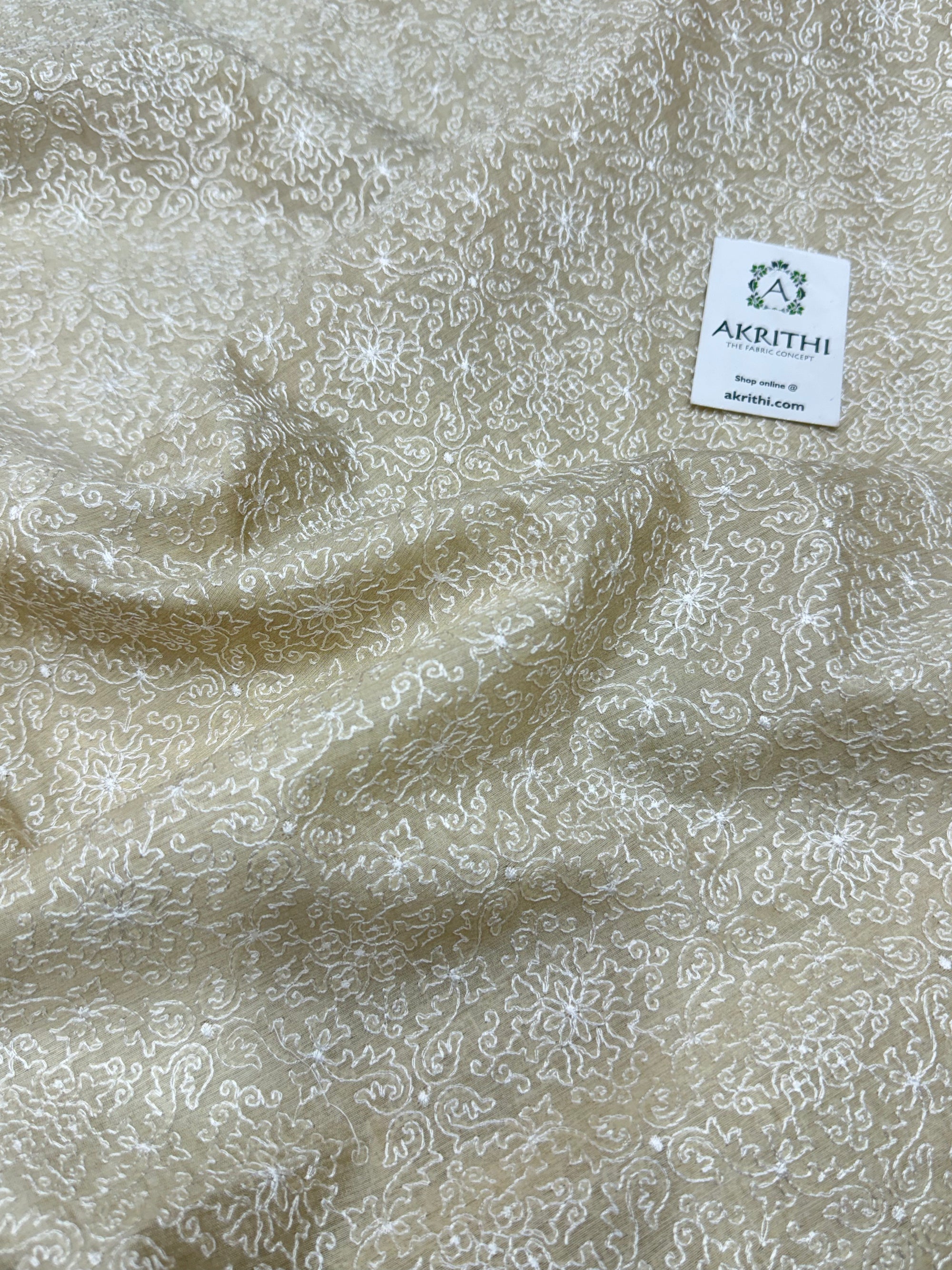 Pure munga silk embroidered fabric