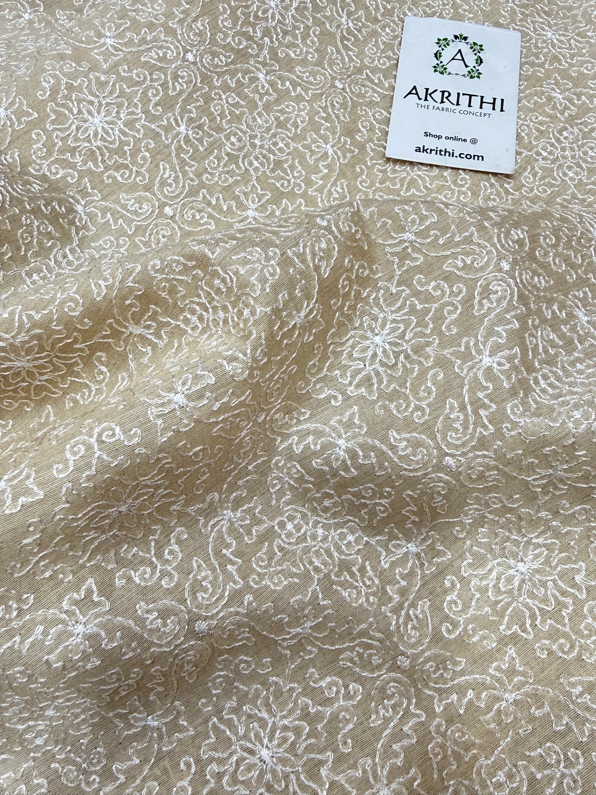 Pure munga silk embroidered fabric