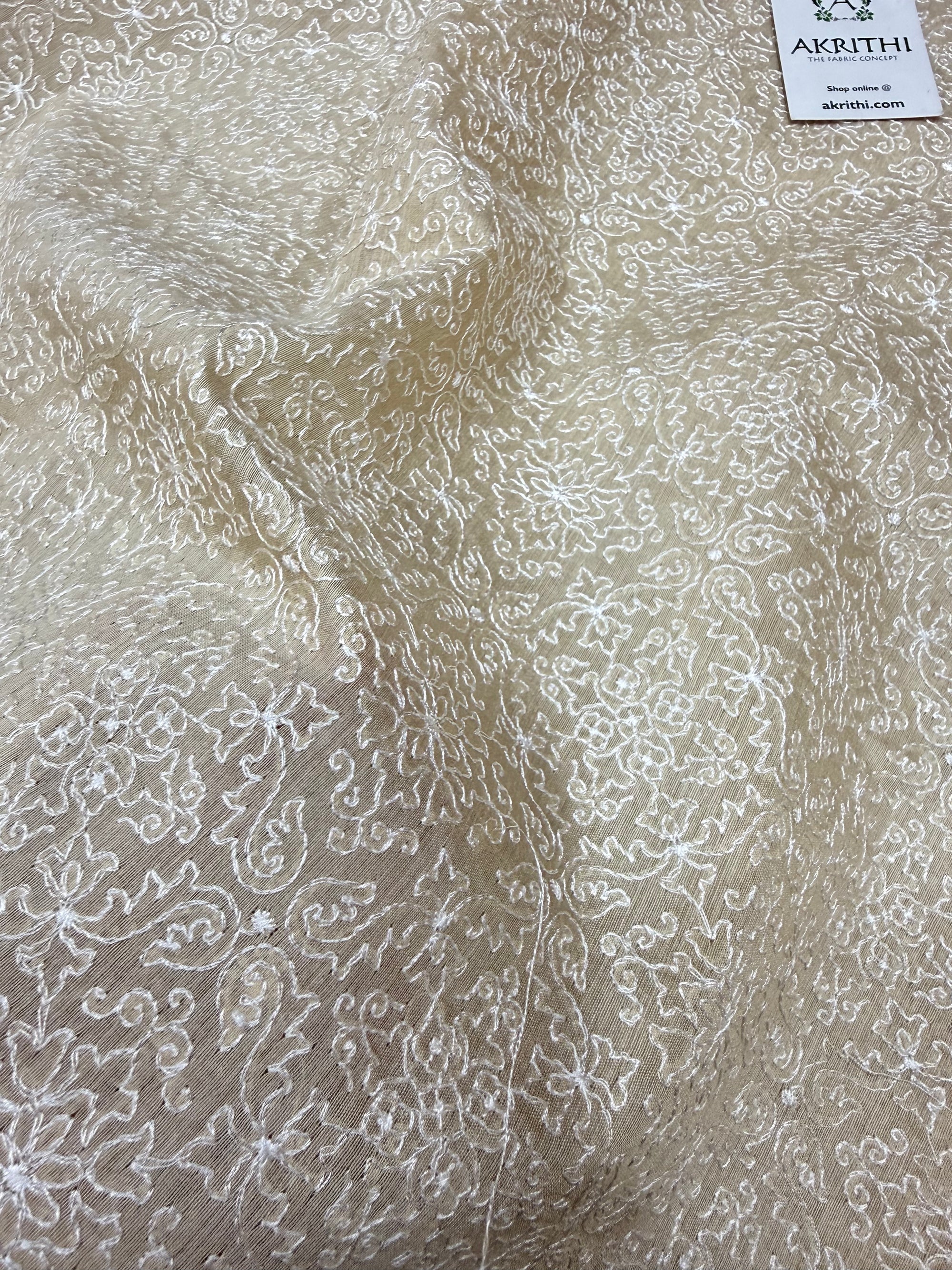 Pure munga silk embroidered fabric