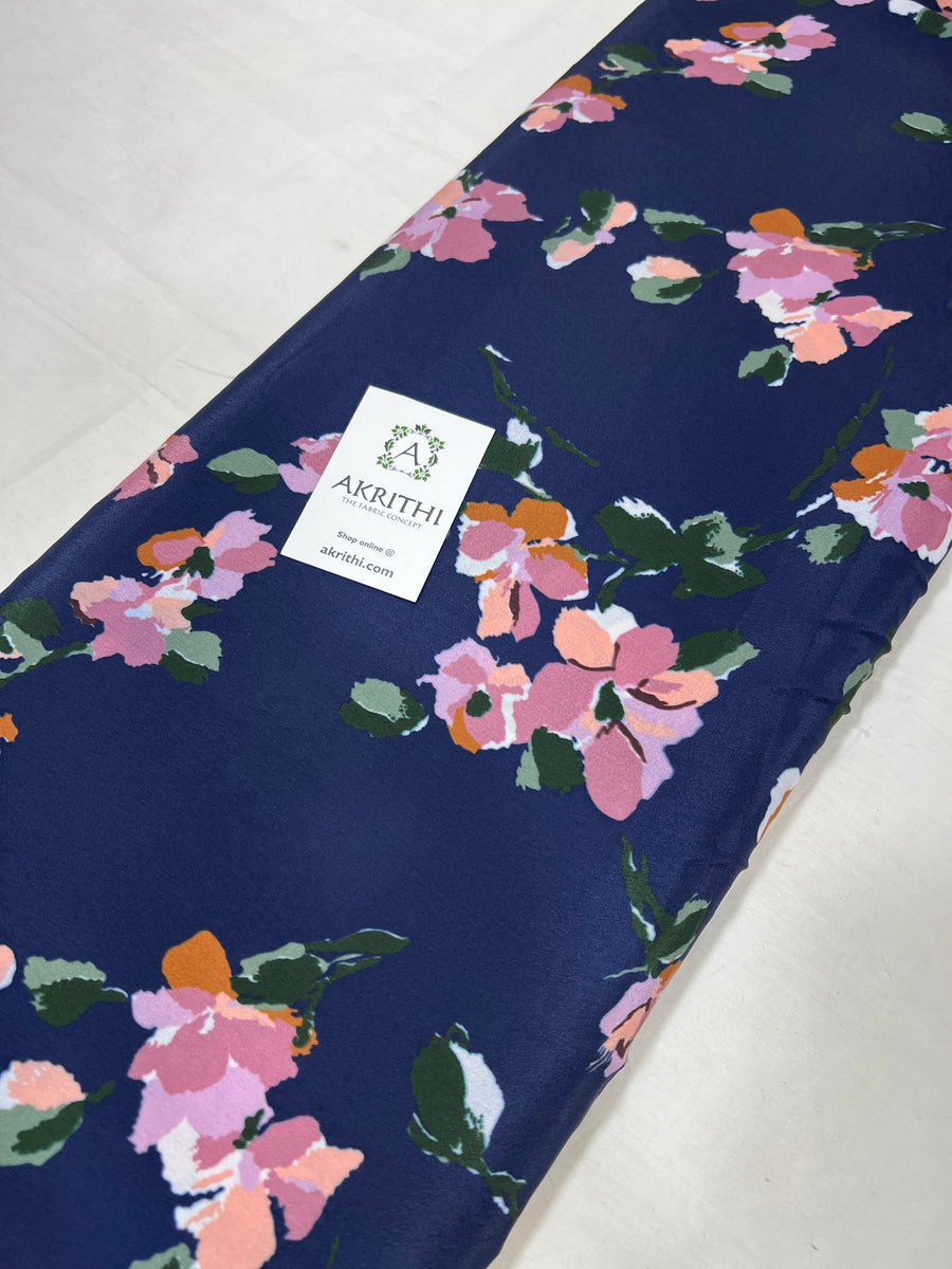 Digital floral printed mysore crepe fabric