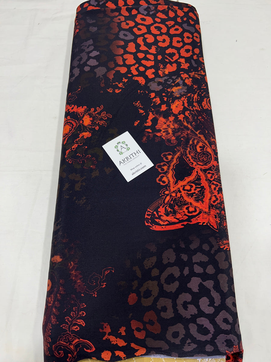 Digital floral printed mysore crepe fabric