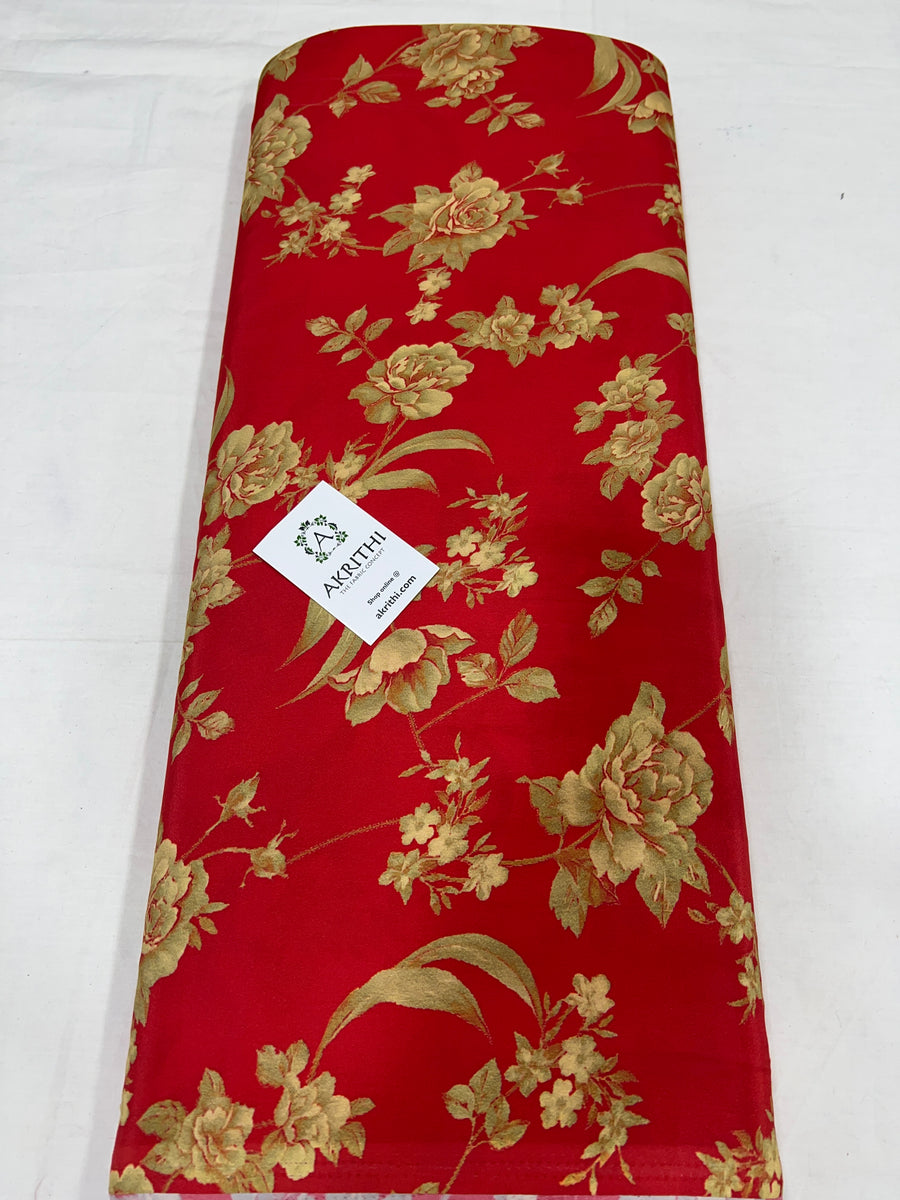 Digital floral printed mysore crepe fabric