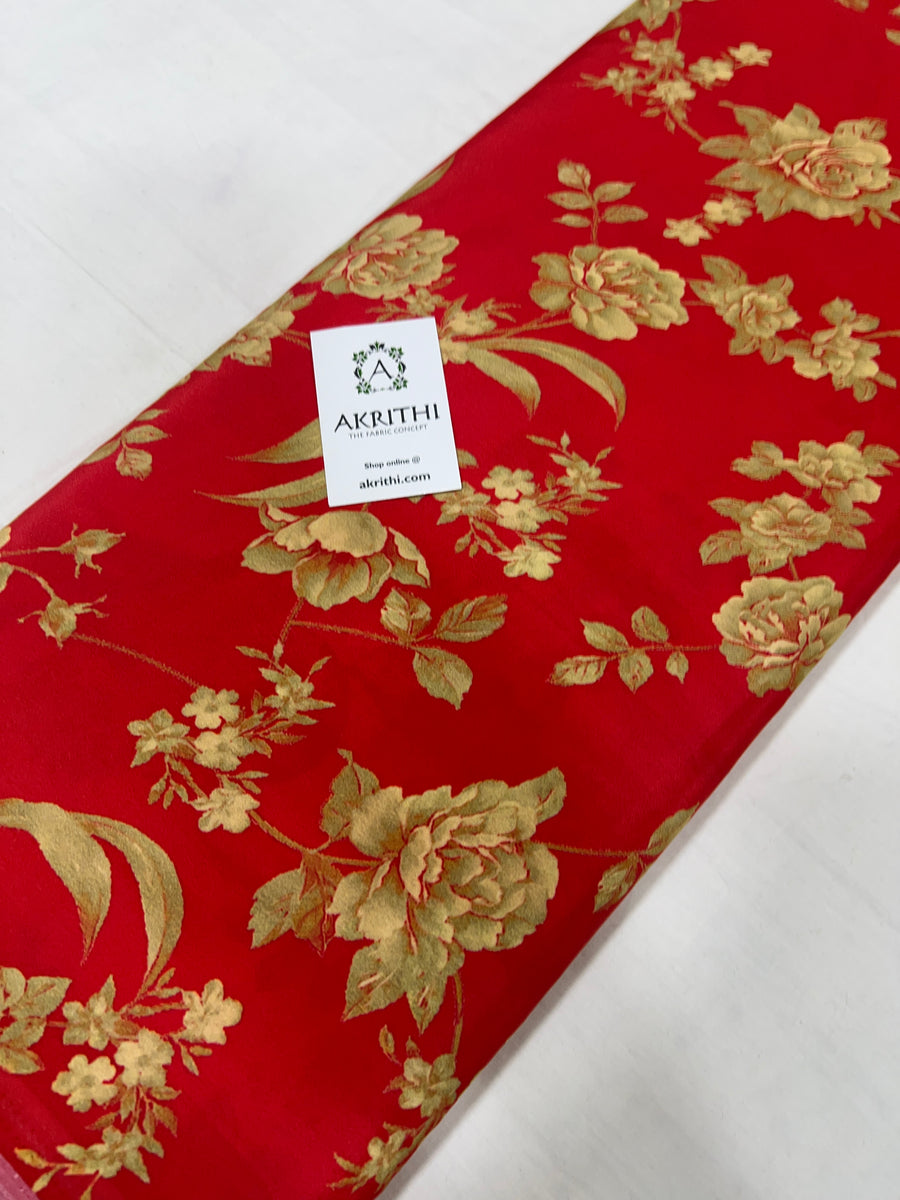 Digital floral printed mysore crepe fabric