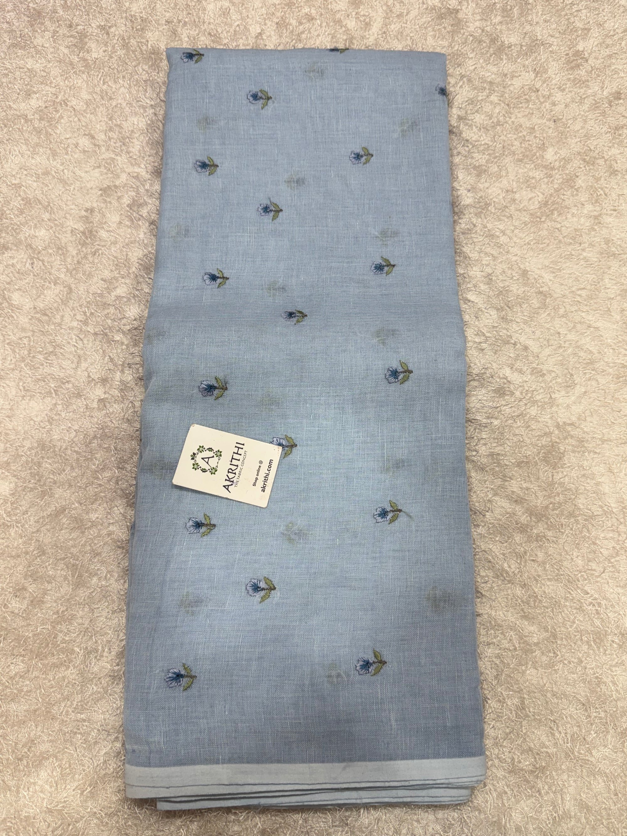 Embroidered pure linen fabric