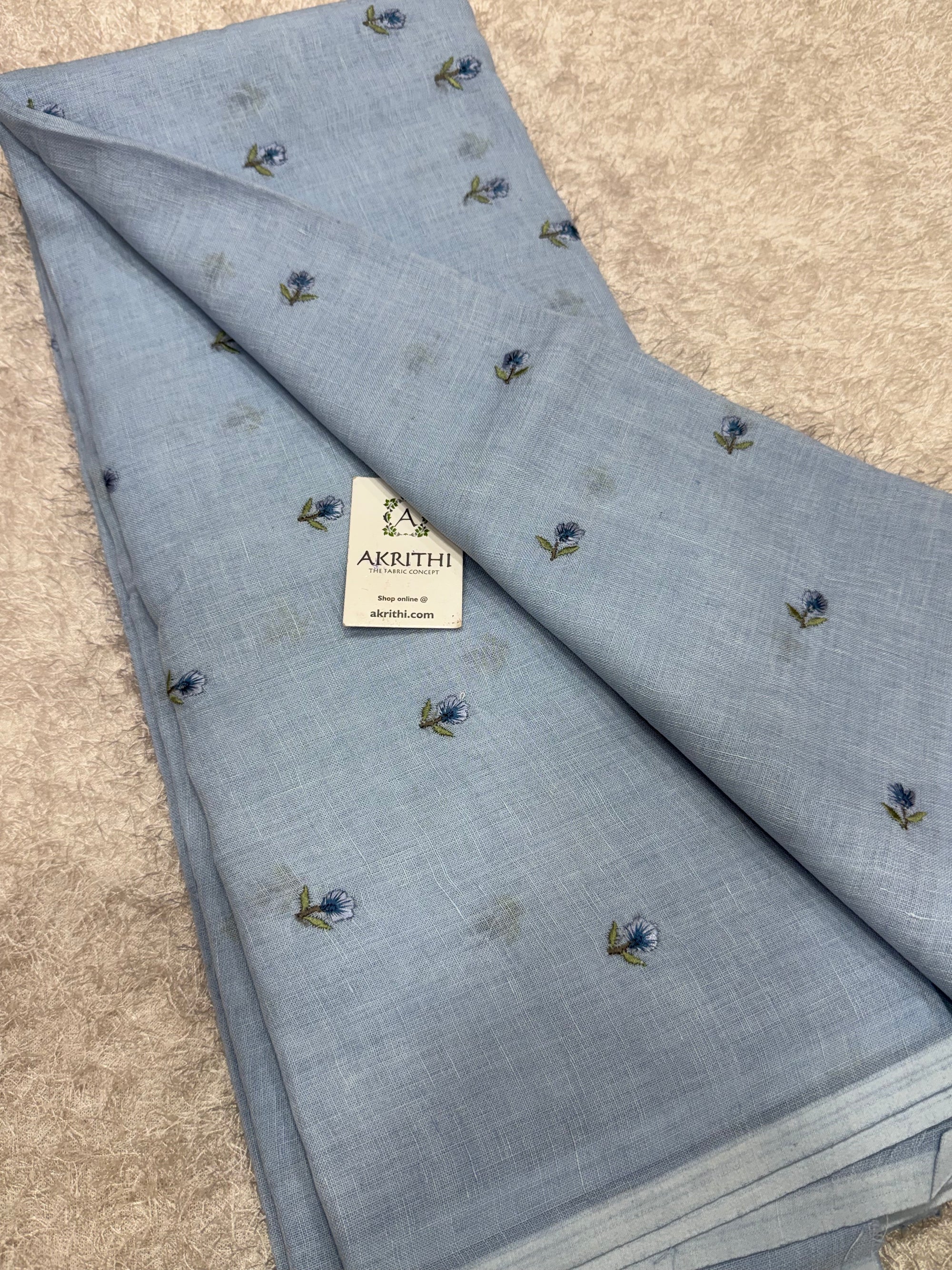 Embroidered pure linen fabric