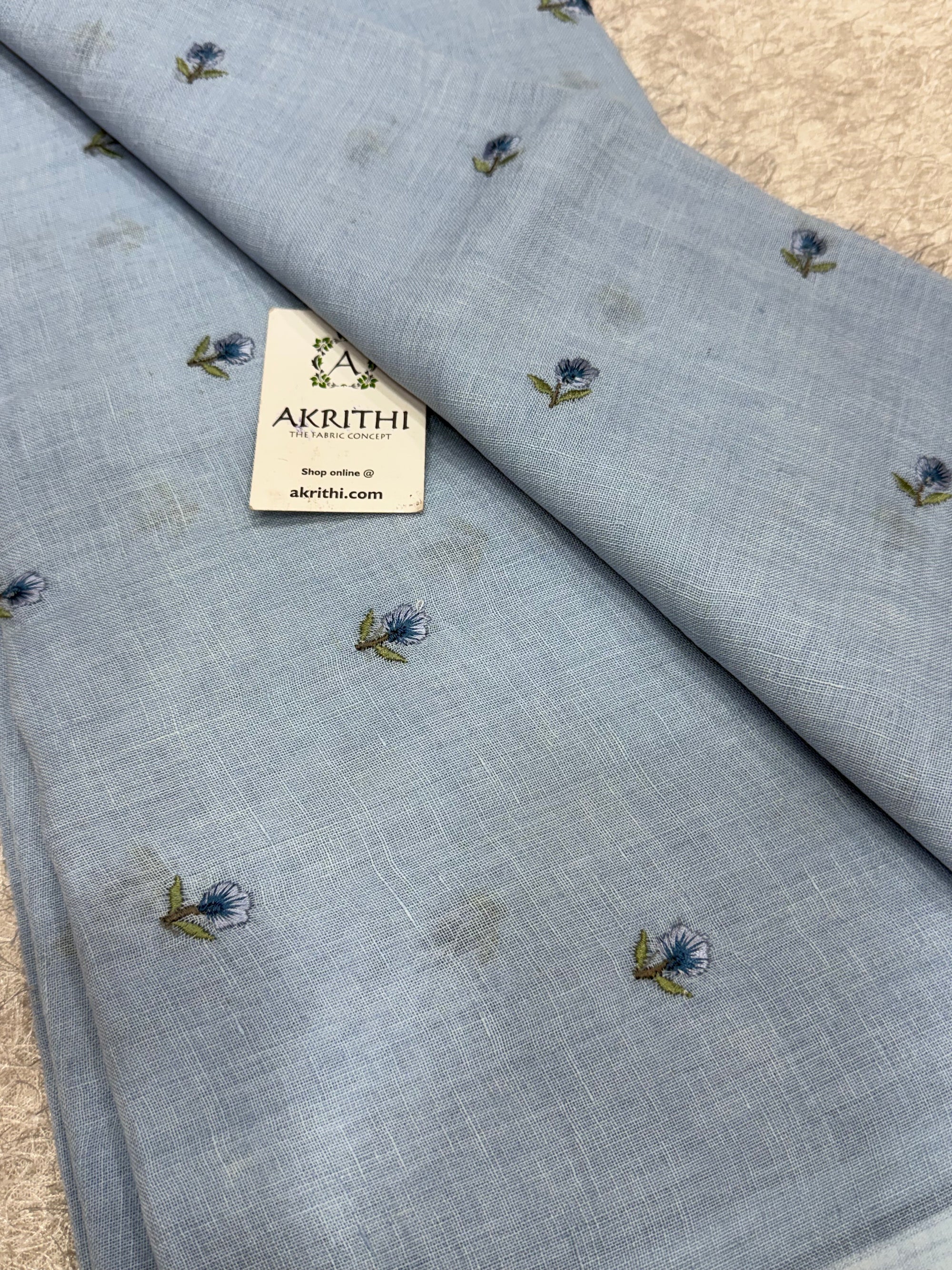 Embroidered pure linen fabric