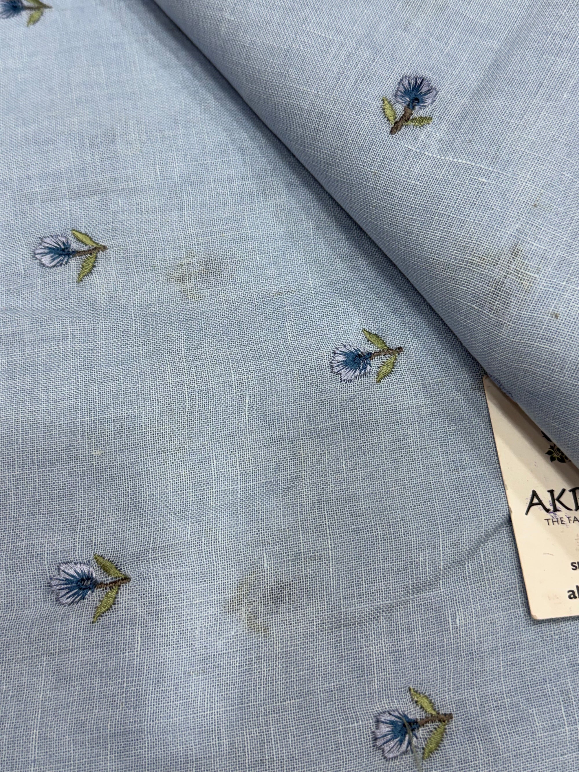 Embroidered pure linen fabric