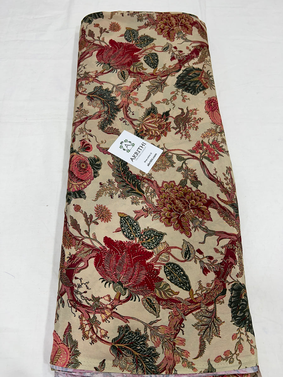 Digital floral printed mysore crepe fabric