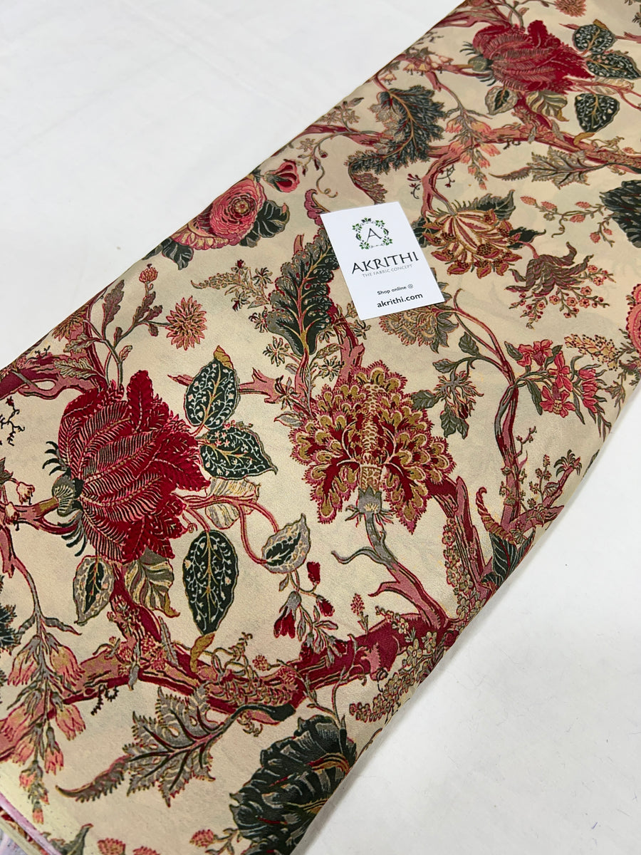 Digital floral printed mysore crepe fabric