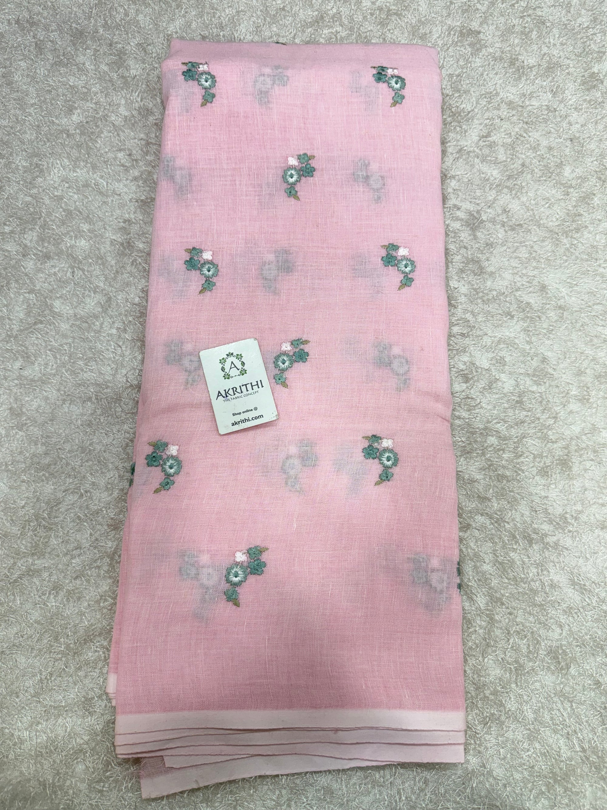 Embroidered pure linen fabric