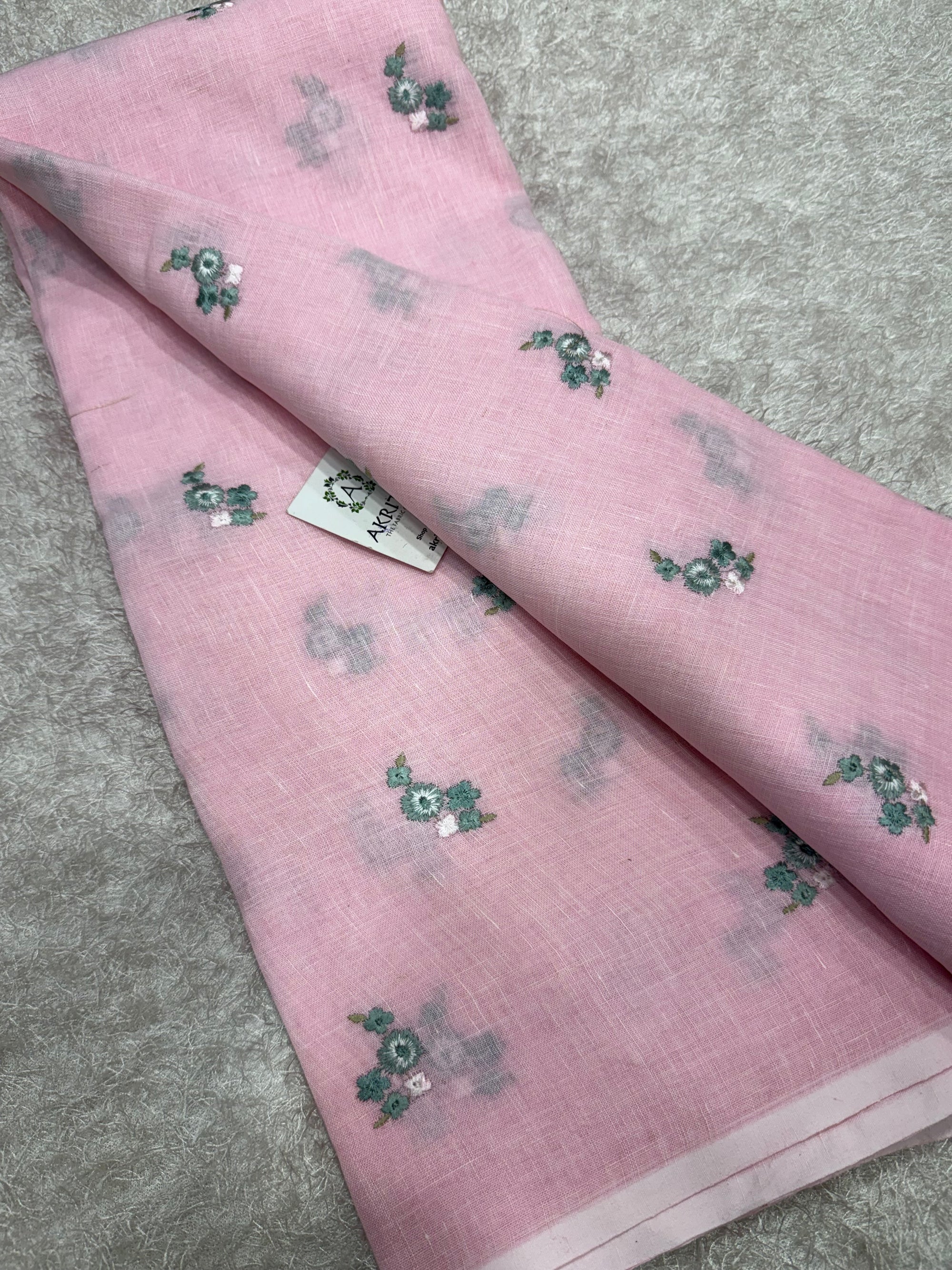 Embroidered pure linen fabric